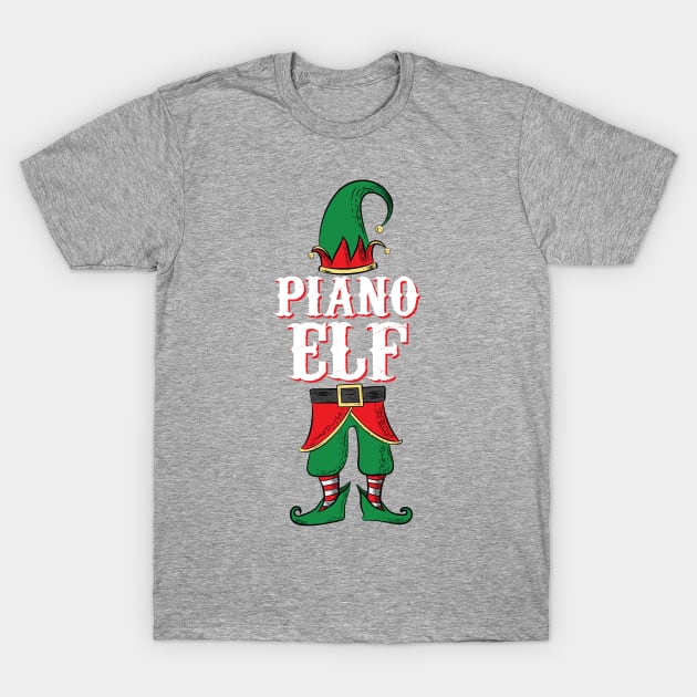 Piano Elf - Christmas Gift Idea for Piano Players design T-Shirt by Vector Deluxe